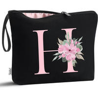 KOSMETIKTASCHE mit Initial H Schwarz - Schwarz, Textil (20/1/25cm)