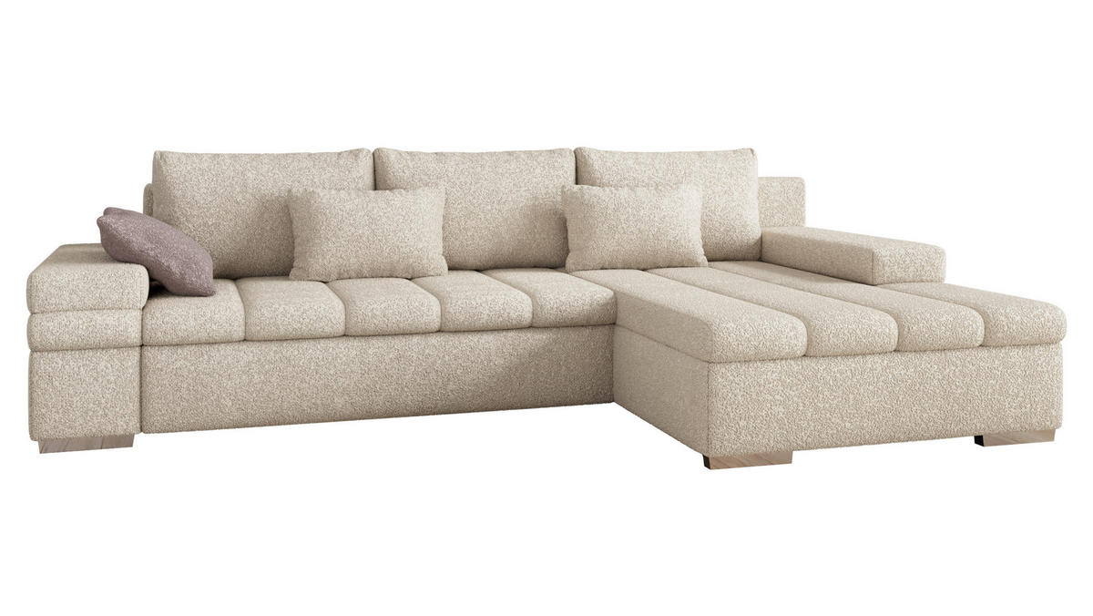 ECKSOFA Bangkok Premium, Seite: Rechts - Beige/Silberfarben, Holz/Textil (310/175cm) - MIRJAN24