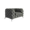 CHESTERFIELD-SESSEL Laura Grau Samt - Silberfarben/Grau, Holz/Textil (125/75/100cm) - S-Style Möbel