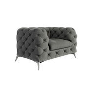 CHESTERFIELD-SESSEL Laura Grau Samt - Silberfarben/Grau, Holz/Textil (125/75/100cm) - S-Style Möbel