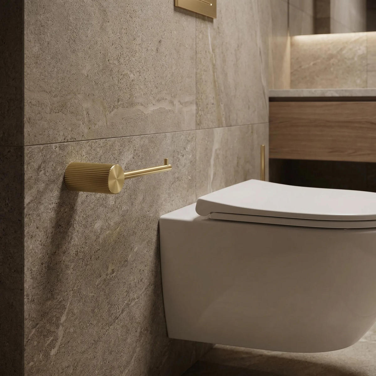 HALTER Für Toilettenpapier Rea 64105 Solo Brush Gold - Goldfarben, Metall (16.3/3/6.5cm) - REA
