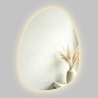 BADSPIEGEL MIT BELEUCHTUNG 75/55 cm asymmetrisch Bluetooth LED mit Antibeschlag - Transparent, Glas (55/75/3cm) - S'AFIELINA