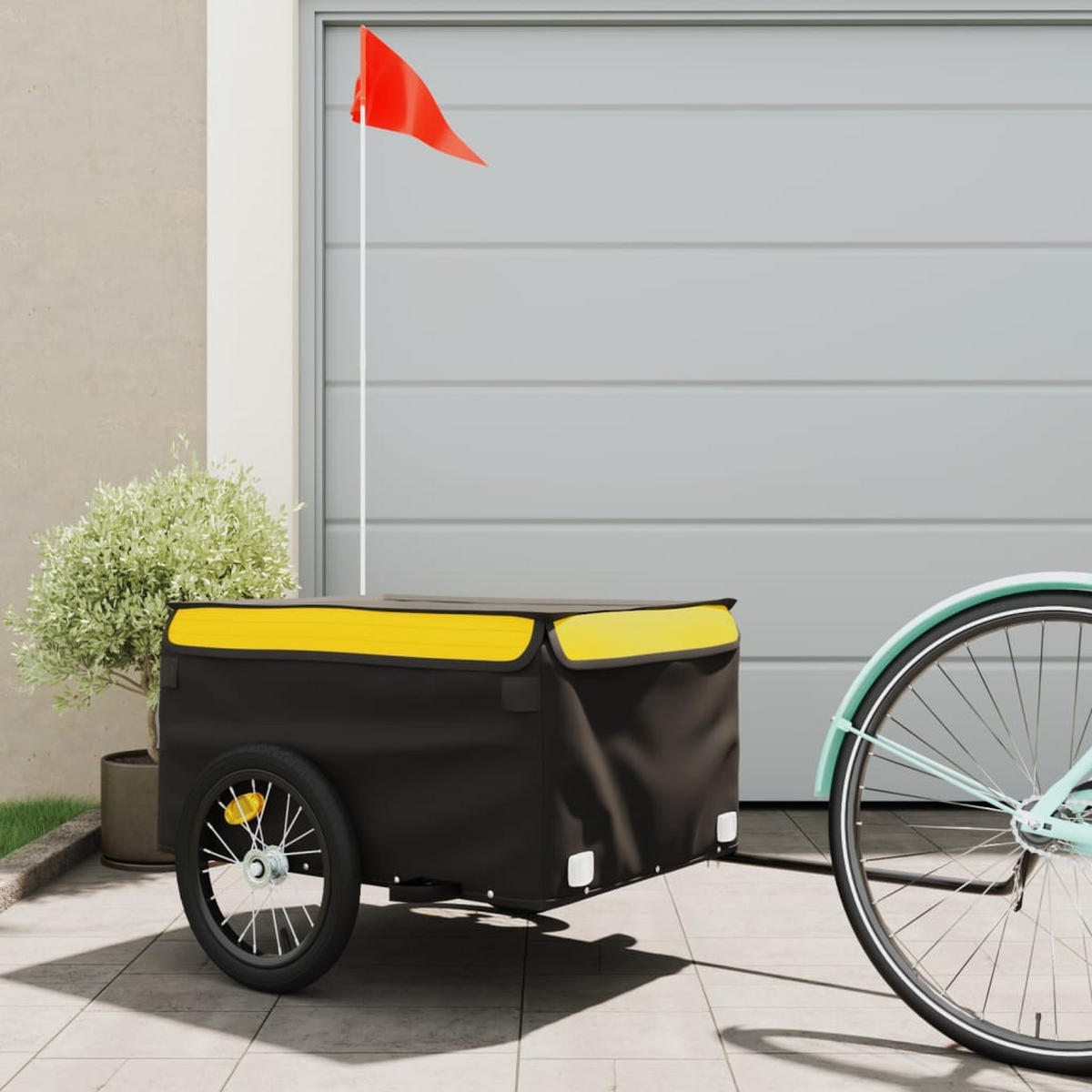 FAHRRADANHÄNGER Schwarz Und Gelb 45 Kg Eisen - Gelb, Metall (62.5/52/124cm) - vidaXL