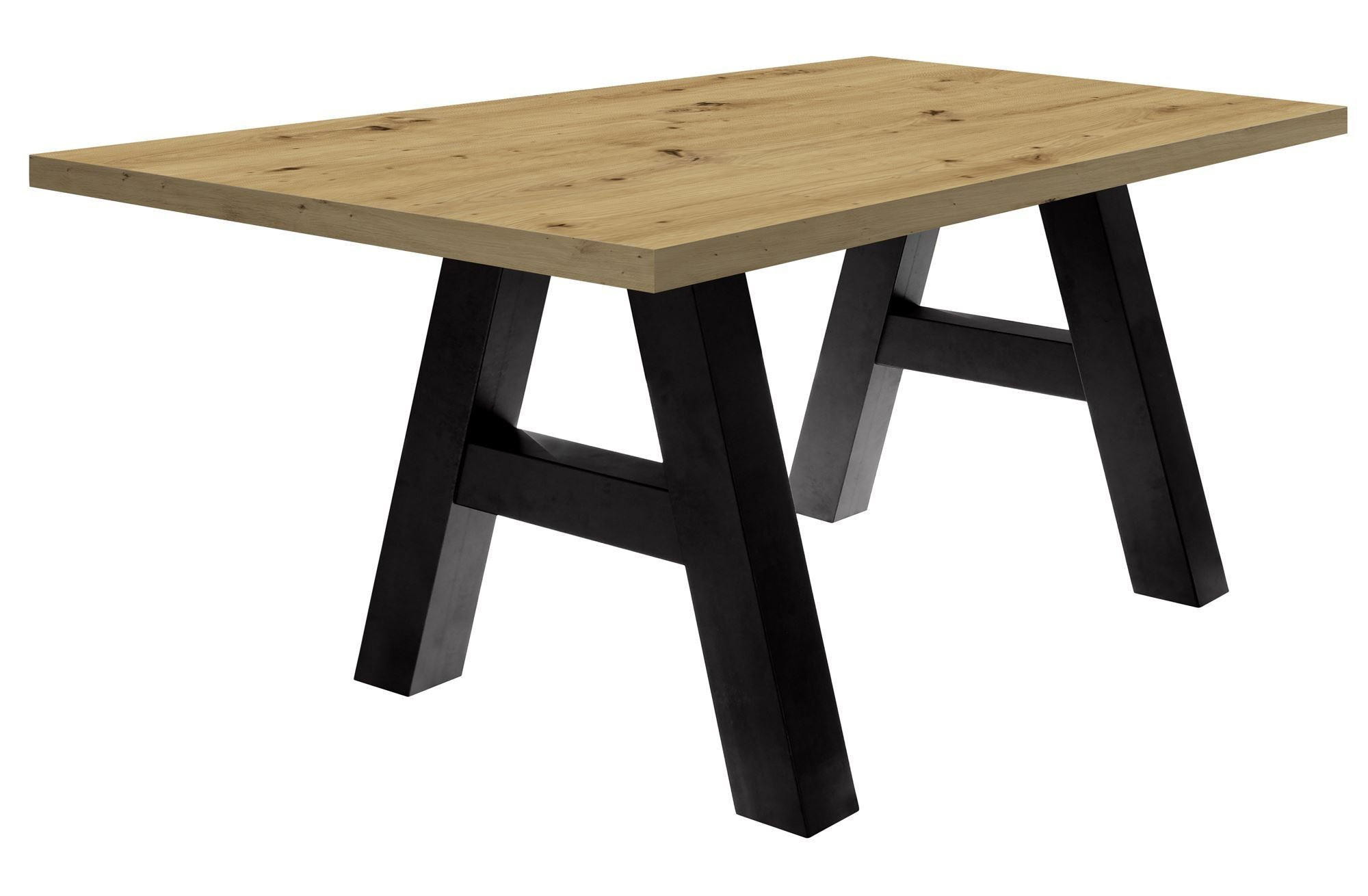 ESSZIMMERTISCH Elia 8 180 x 90 x 75 Esstisch Schwarzstahl/Asteiche - Naturfarben, Holz (180/90/75cm) - 58aufmkessel