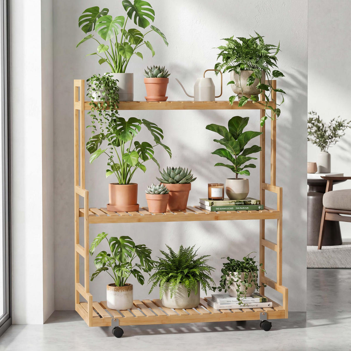 PFLANZENREGAL Beige - Beige, Holz (90/105/38cm) - MCW