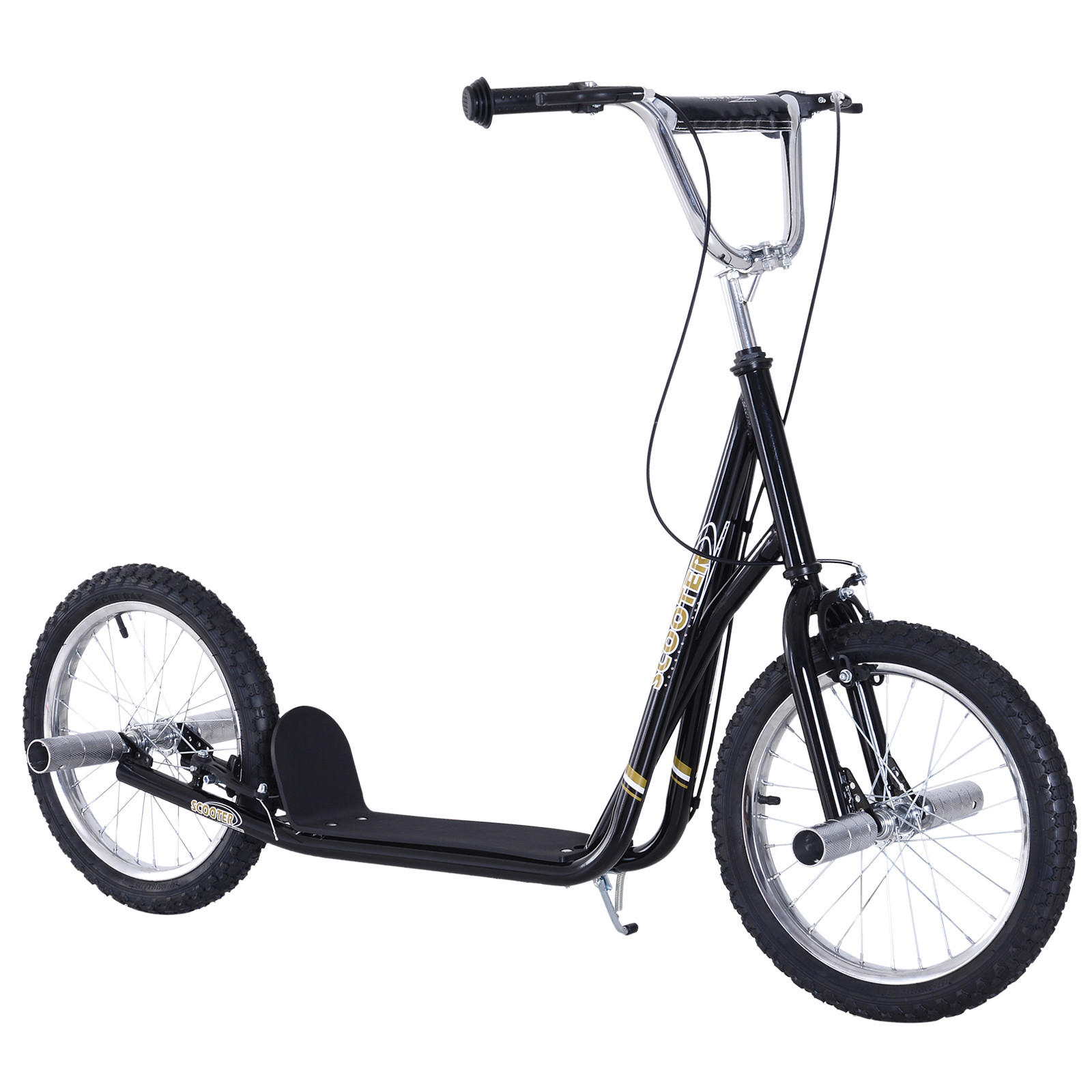 KINDERSCOOTER DE-16933 Große Luftreifen Ø 41 cm mit Pegs Schwarz - Schwarz, Metall (143/58/100cm) - ComfortXL