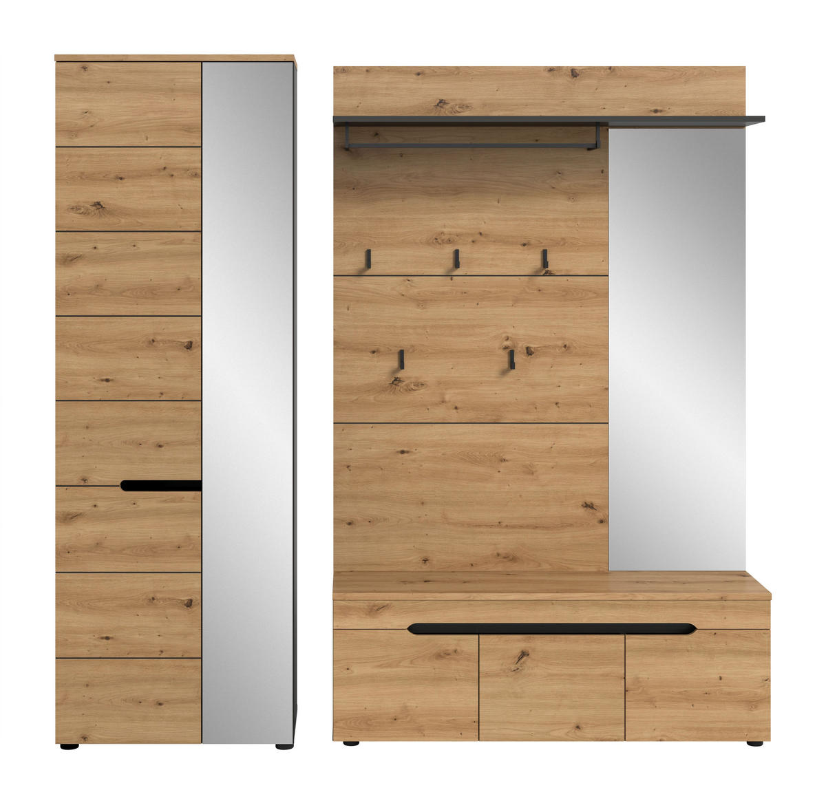 GARDEROBEN-SET Canu Artisan 200/37/190 cm - Grau, Holzwerkstoff (200/190/37cm) - Xonox