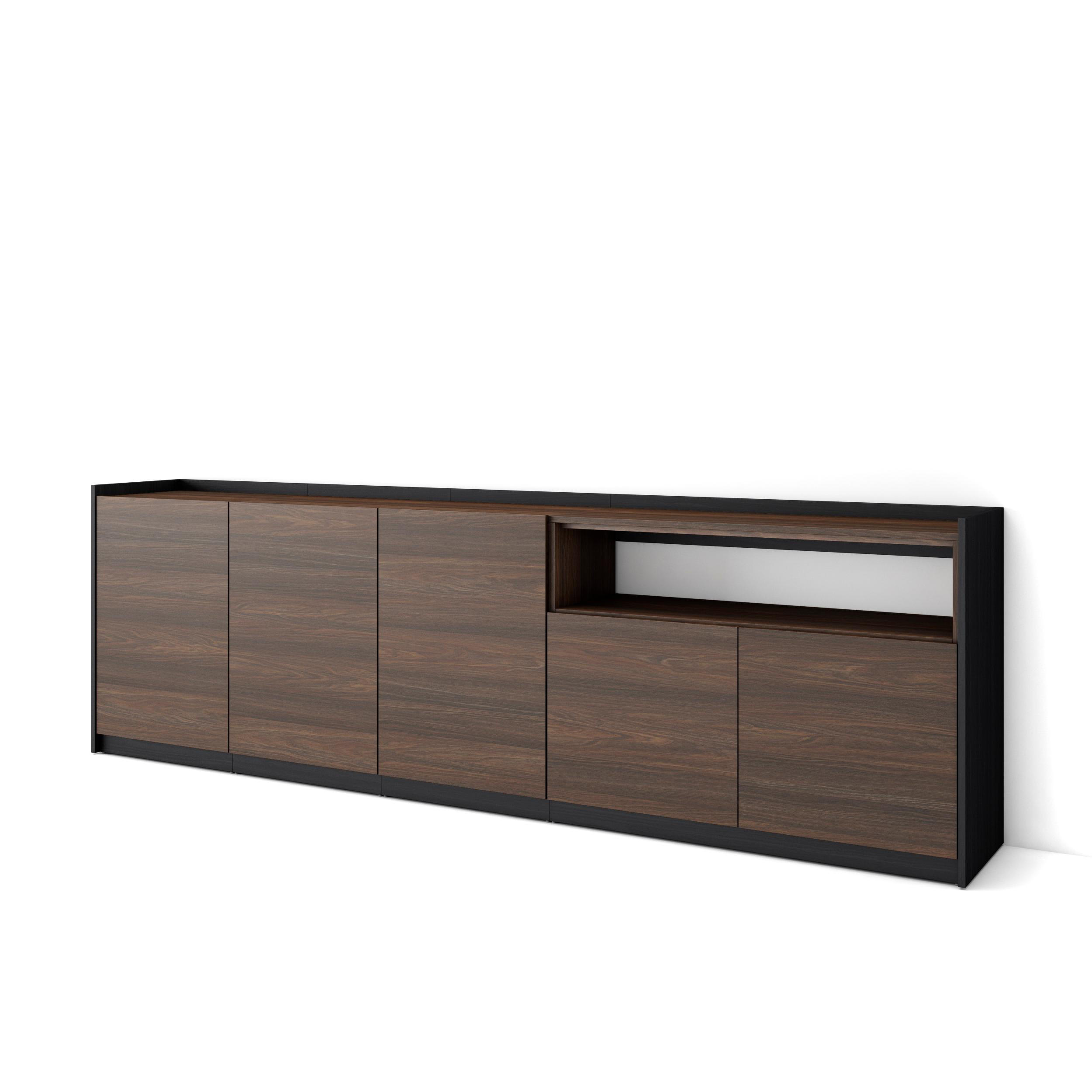 SIDEBOARD, Highboard, Dunkler Eiche und Schwarz, 260/37/80cm - Dunkelbraun, Holzwerkstoff (260/80/37cm) - Skraut Home