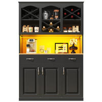 KÜCHENSCHRANK 120x40x180 Cm LED 3 Türen 3 Schubladen - Schwarz, Holzwerkstoff (120/180/40cm) - FLIEKS
