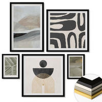 WANDBILDER 5er-Set - 50x50 cm & 20x30 cm & 40x60 cm Schwarzer Rahmen - Gemalte abstrakte Dekorationen - Schwarz, Kunststoff (40/60cm) - ArtPrintCave