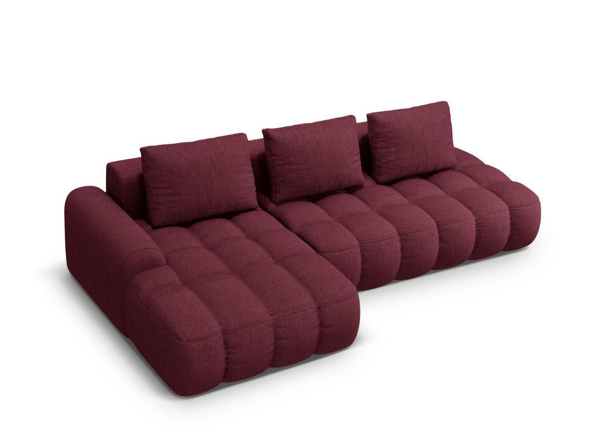 AUSKLAPPBARES-ECKSOFA links mit Container Linz aus strukturiertem Stoff burgundfarben 3 Sitzplätze - Bordeaux, Textil (142/275cm) - Cosmopolitan Design