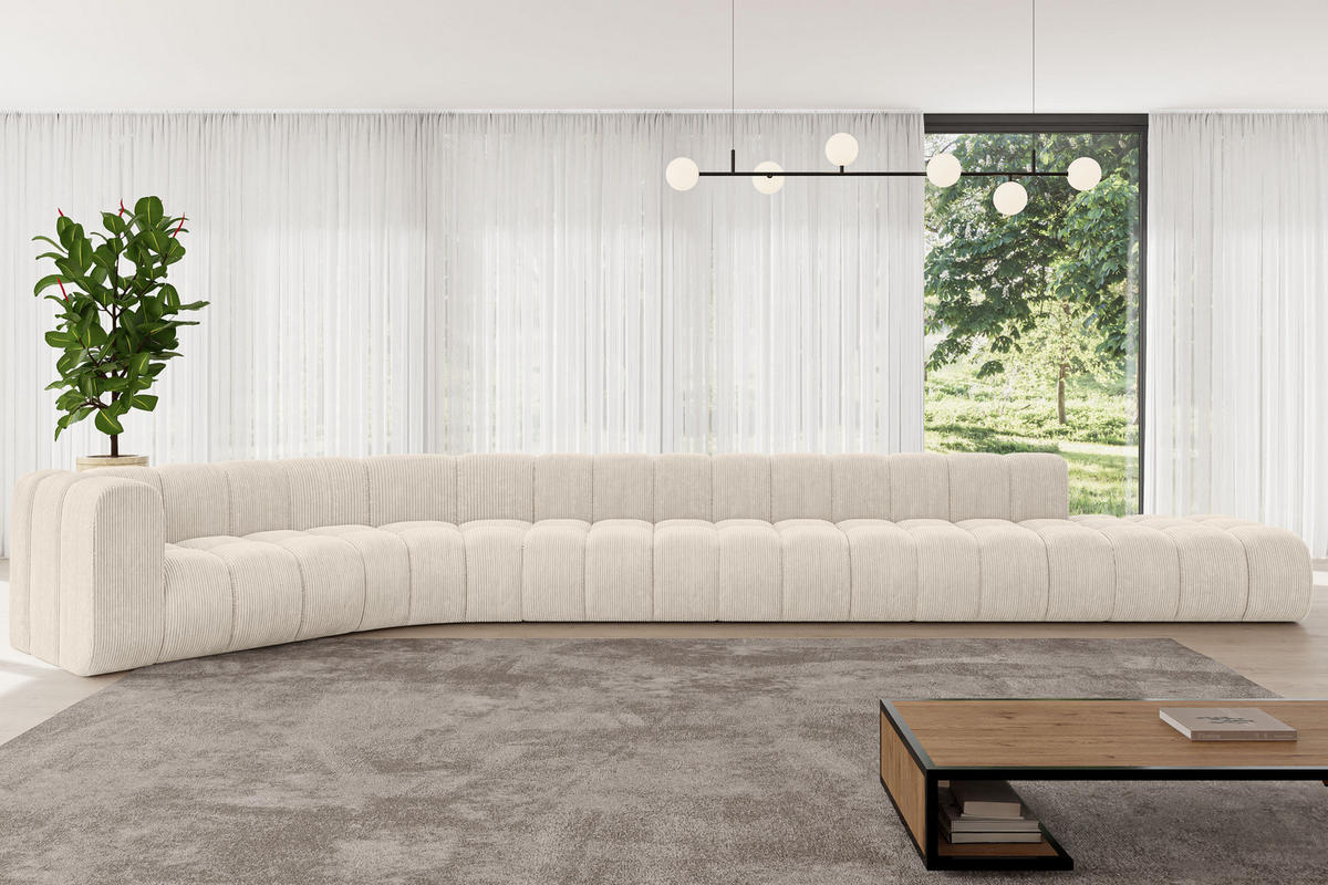 ECKSOFA modulares Sofa Tilmo-L3 - 581x194x70 cm Beige - Beige, Holzwerkstoff/Textil (581/194cm) - ALTDECOR