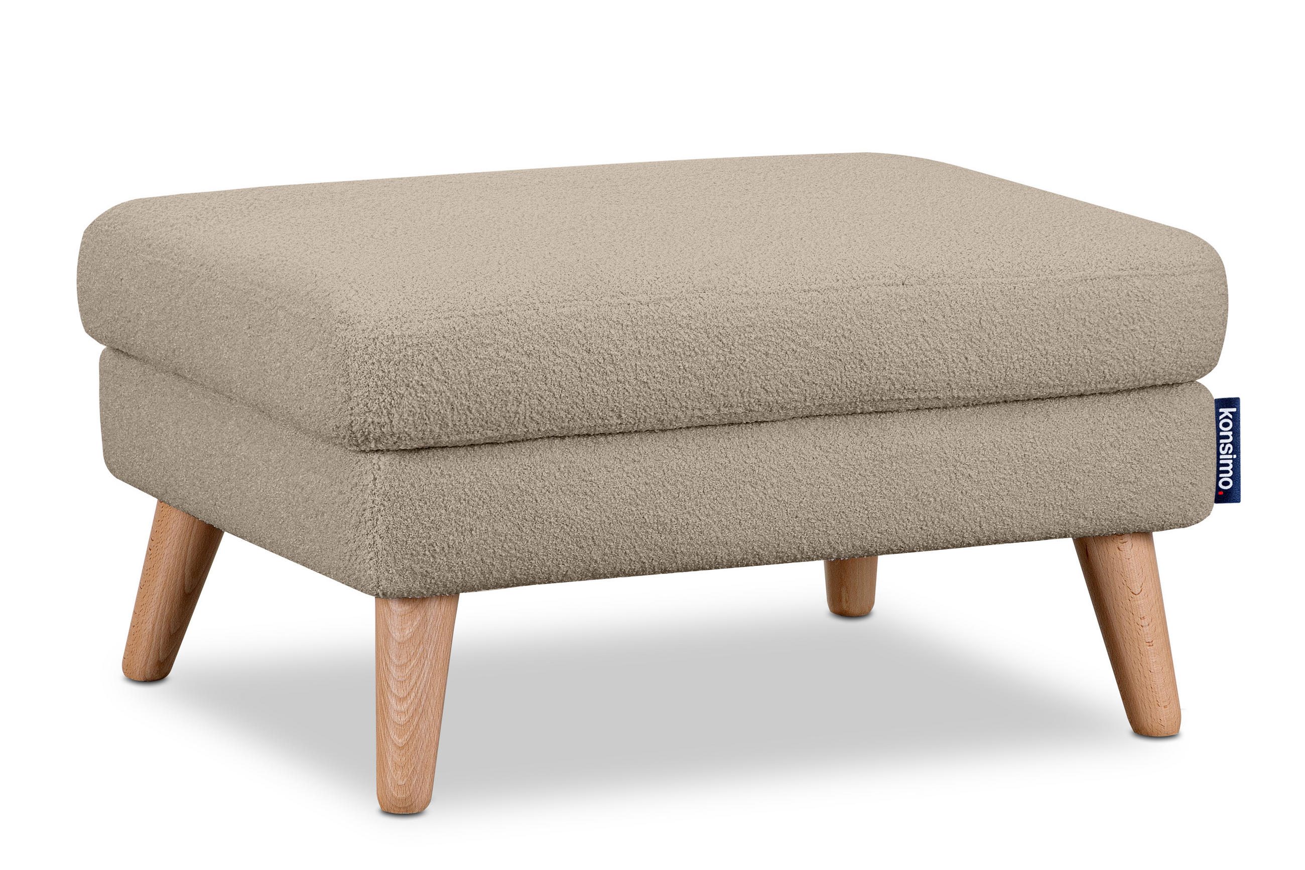 SITZHOCKER TAGIO Pouffe, Hellbraun - Hellbraun/Braun, Buchenholz/Textil (65/46/80cm) - KONSIMO®