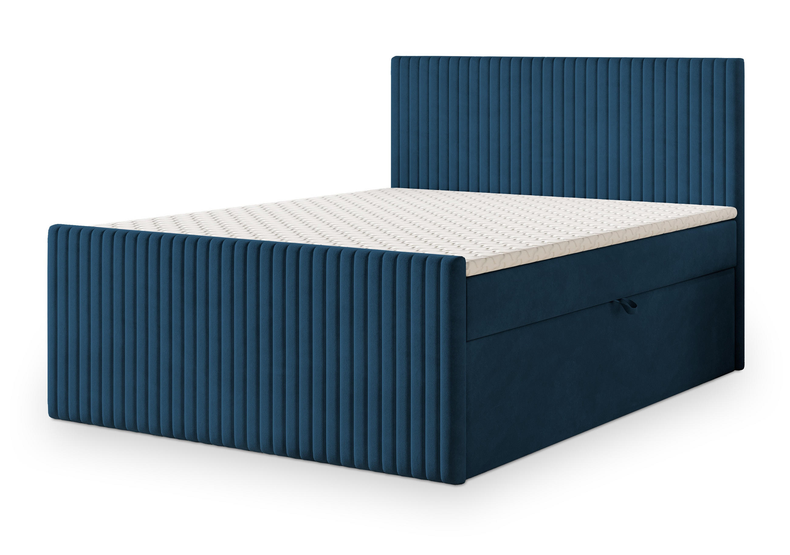 BOXBETT TERVAN 180x200 cm mit Matratze und Topper - Blau - Blau, Holz (180/200cm) - MASSENO