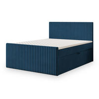 BOXBETT TERVAN 180x200 cm mit Matratze und Topper - Blau - Blau, Holz (180/200cm) - MASSENO