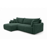 ECKSOFA Mit Schlaffunktion, Cordstoff Tilia, Grün, Links, JAPANDI - Grün, Holz (262/145cm) - Kaiser Möbel