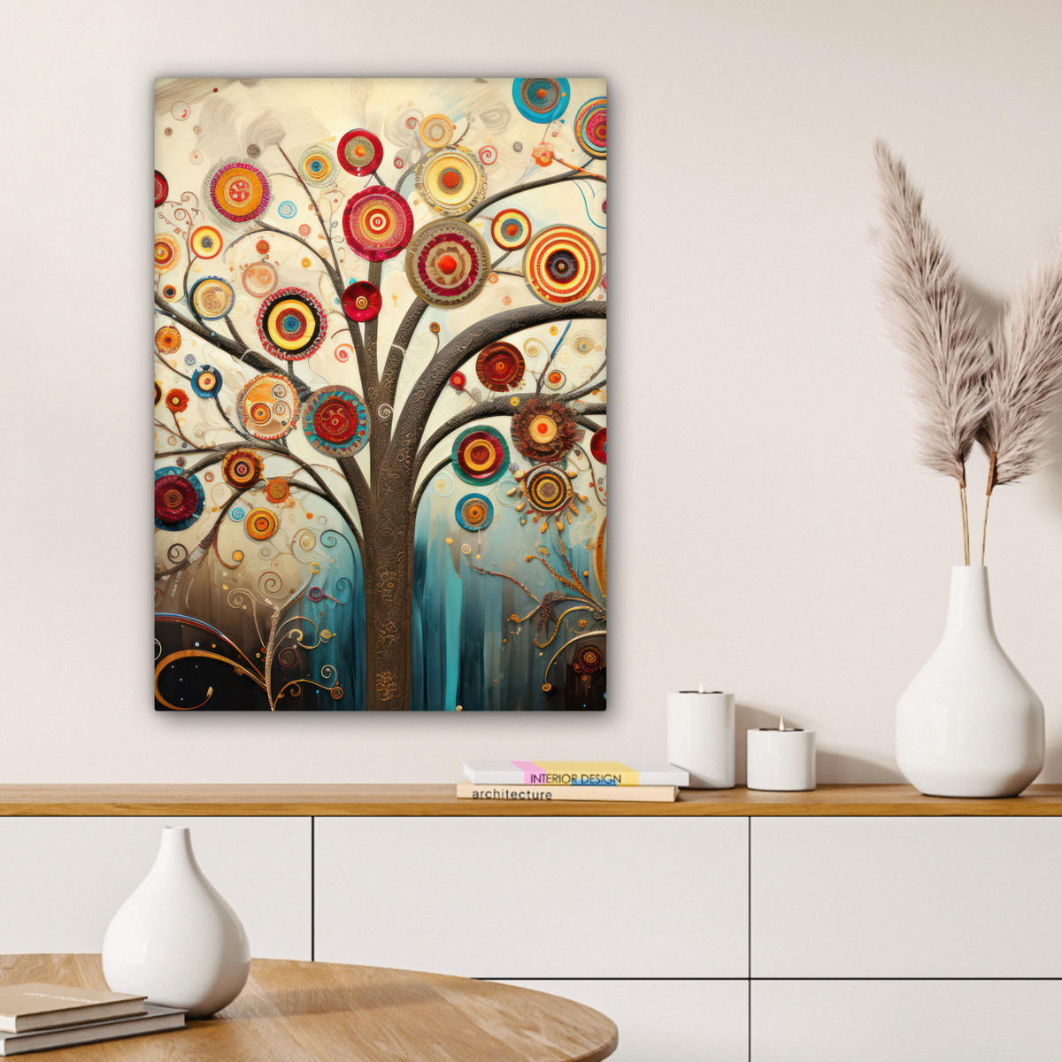 LEINWANDBILD Baum - Baum des Lebens - Farbe Wandbild Wohnzimmer 60x80 cm - Braun, Textil (60/80cm) - MuchoWow