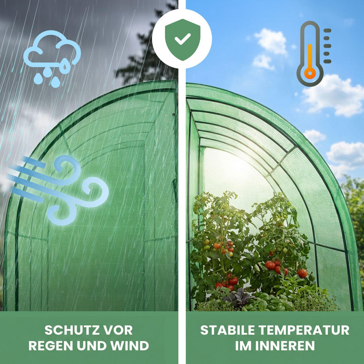 ANLEHNGEWÄCHSHAUS, Grün, 100x200x210 cm - Grün, Metall (100/210/200cm) - Akord