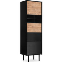 REGAL LOFTY Kreuzeinlage, schwarz / Eiche natur - Eichefarben/Schwarz, Holzwerkstoff (52/174/41cm) - KONSIMO®