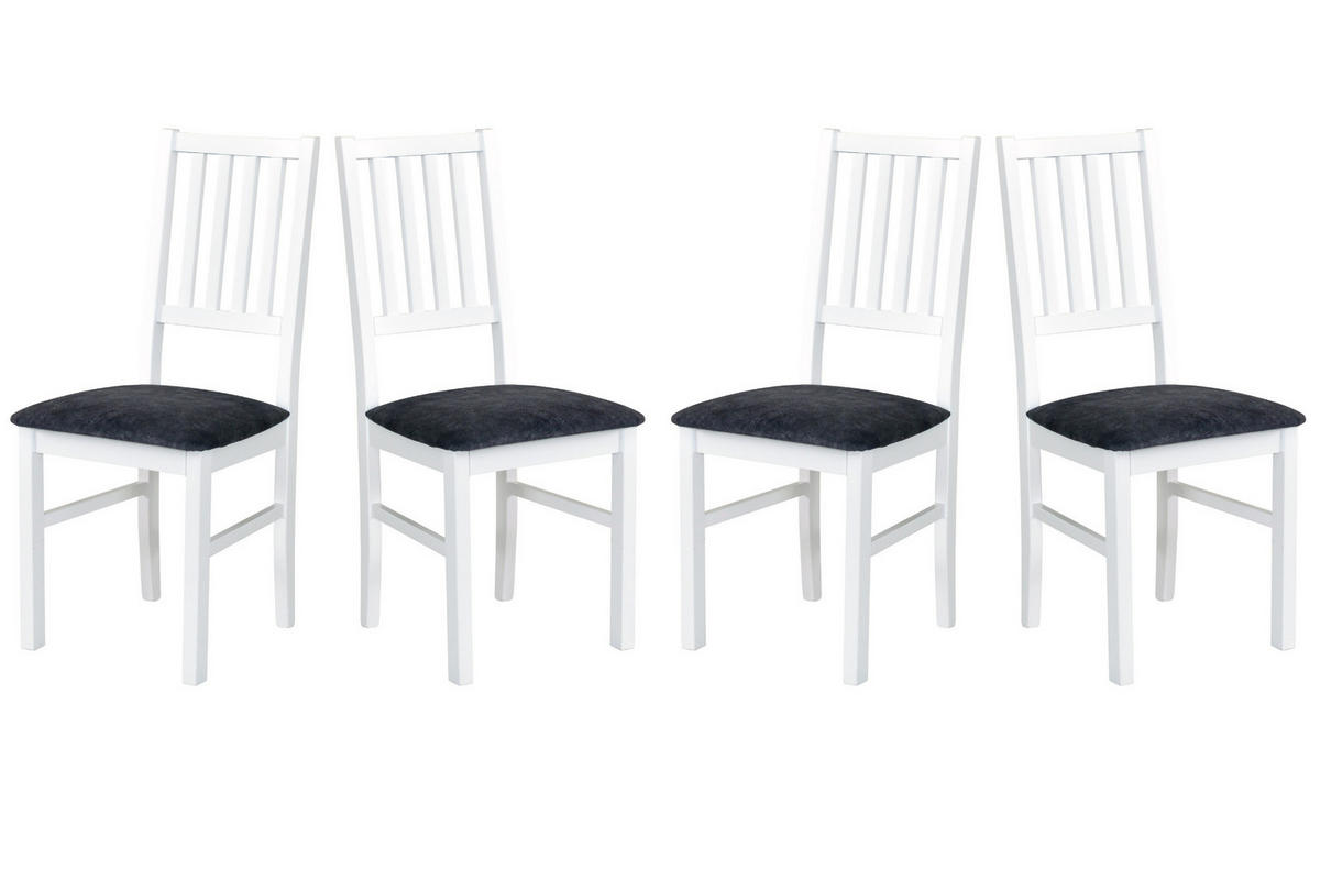 ESSZIMMERSTUHL - Set 4x Nilo 7 , weiss, dora 95 - Graphitfarben/Weiß, Holz (43/94/40cm) - Leaf Design
