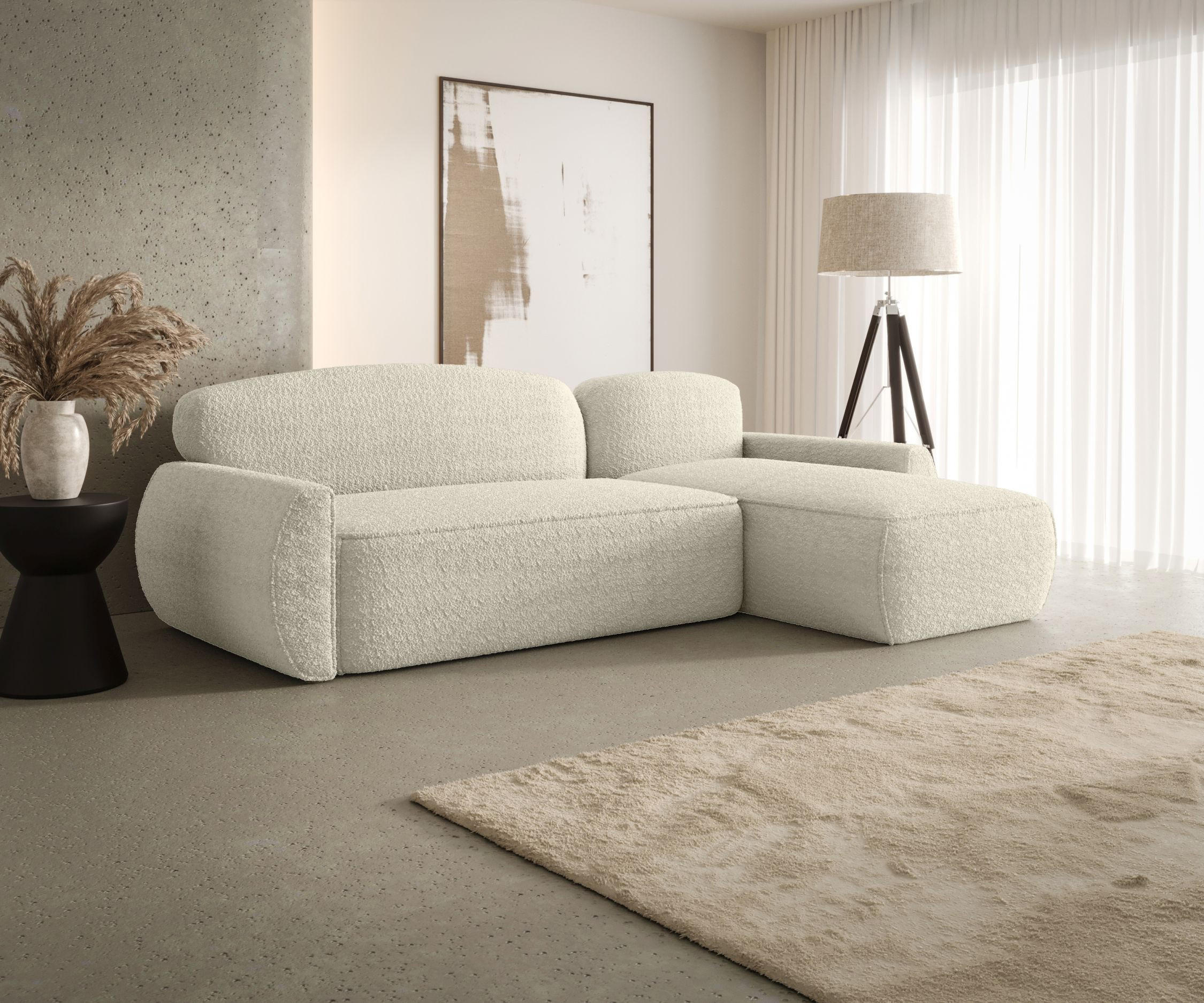 ECKSOFA mit Schlaffunktion LUCAS Quelle 03 Rechts - Beige, Textil (240/145cm) - Bedante