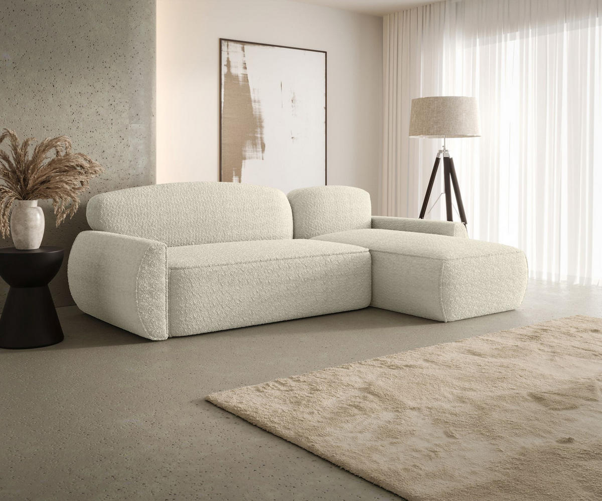ECKSOFA mit Schlaffunktion LUCAS Quelle 03 Rechts - Beige, Textil (240/145cm) - Bedante