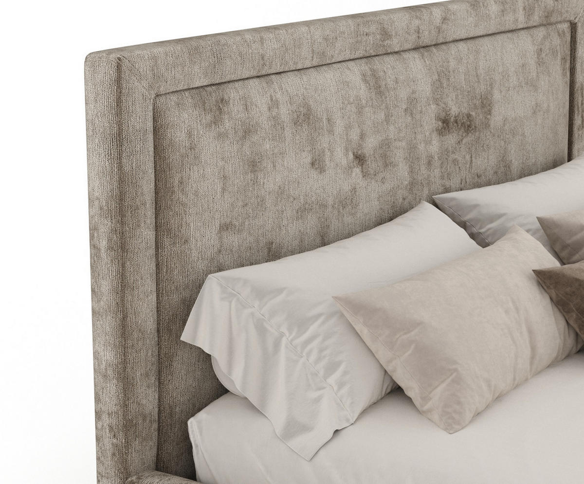 POLSTERBETT Ordina Beige 120/200 cm im Chenille-Stoff - Beige/Naturfarben, Holz/Holzwerkstoff (120/200cm) - Maison de Reve