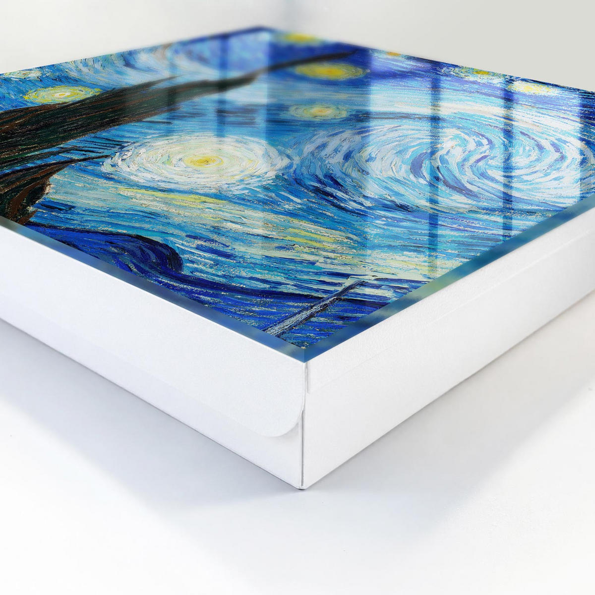 SCHLÜSSELBOX Weiß 30x30 cm – Türöffnung nach rechts - Nachthimmel - Blau, Metall (30/30/5cm) - TULUP