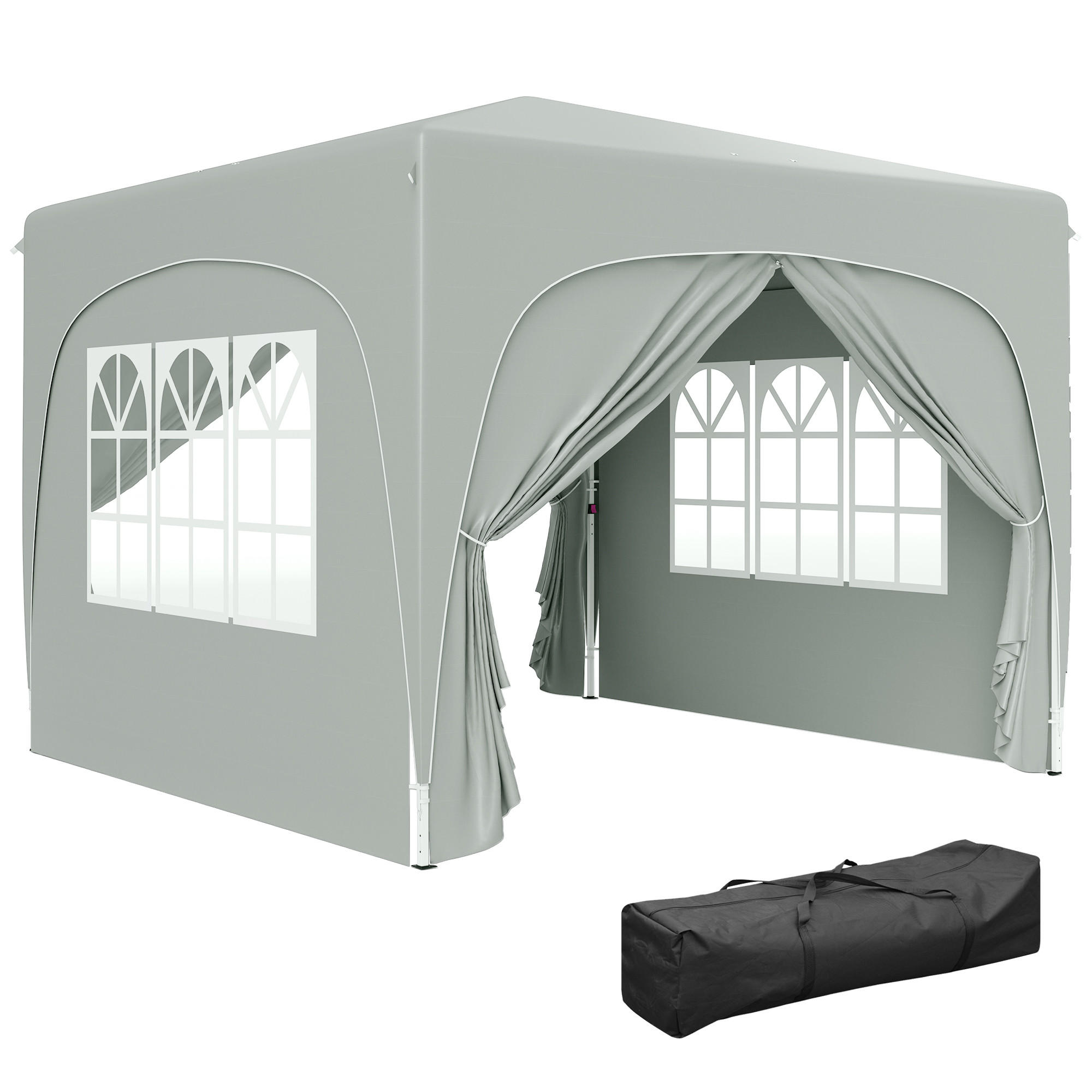 PAVILLON DE-07438 mit Seitenwänden, UPF50+, höhenverstellbar Sand - Hellgrau, Textil/Metall (300/273/300cm) - ComfortXL