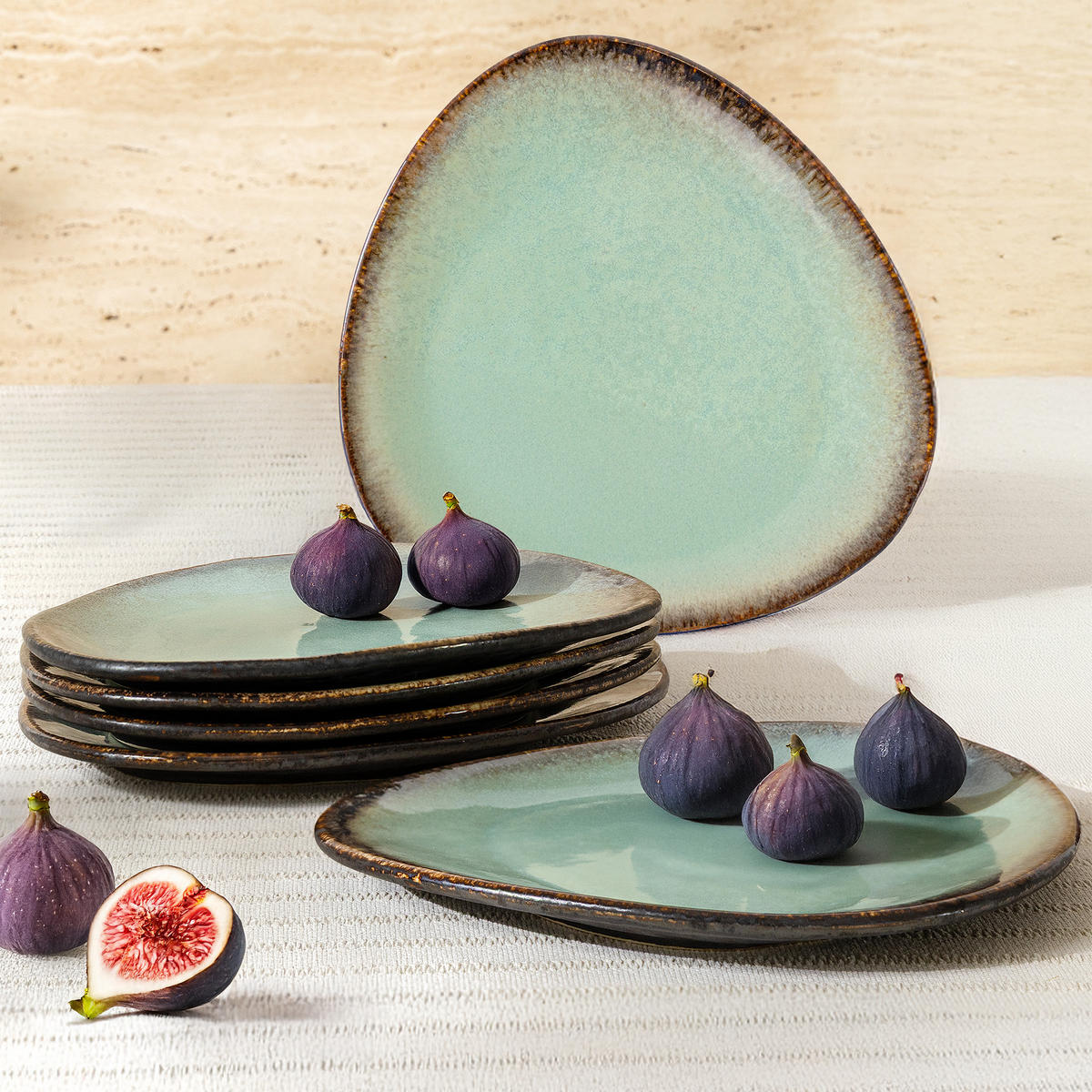 DESSERTTELLER PRIMA 6-tlg, Salbeigrün - Salbeigrün, Keramik (24/26/2cm) - KONSIMO®
