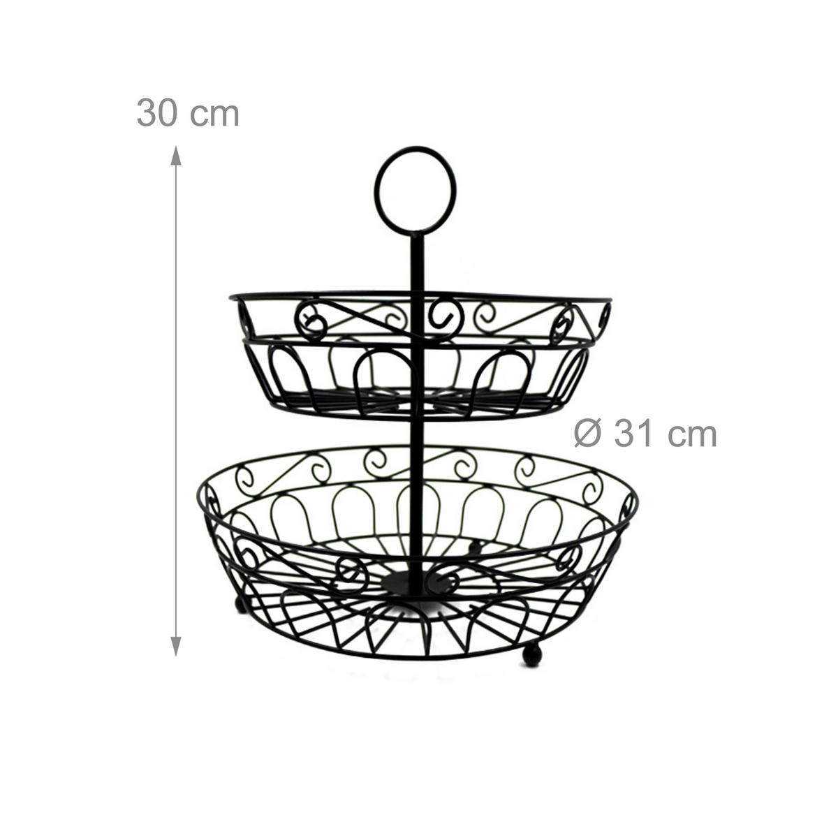 OBST-ETAGERE - Schwarz, Metall (31/30cm) - Relaxdays