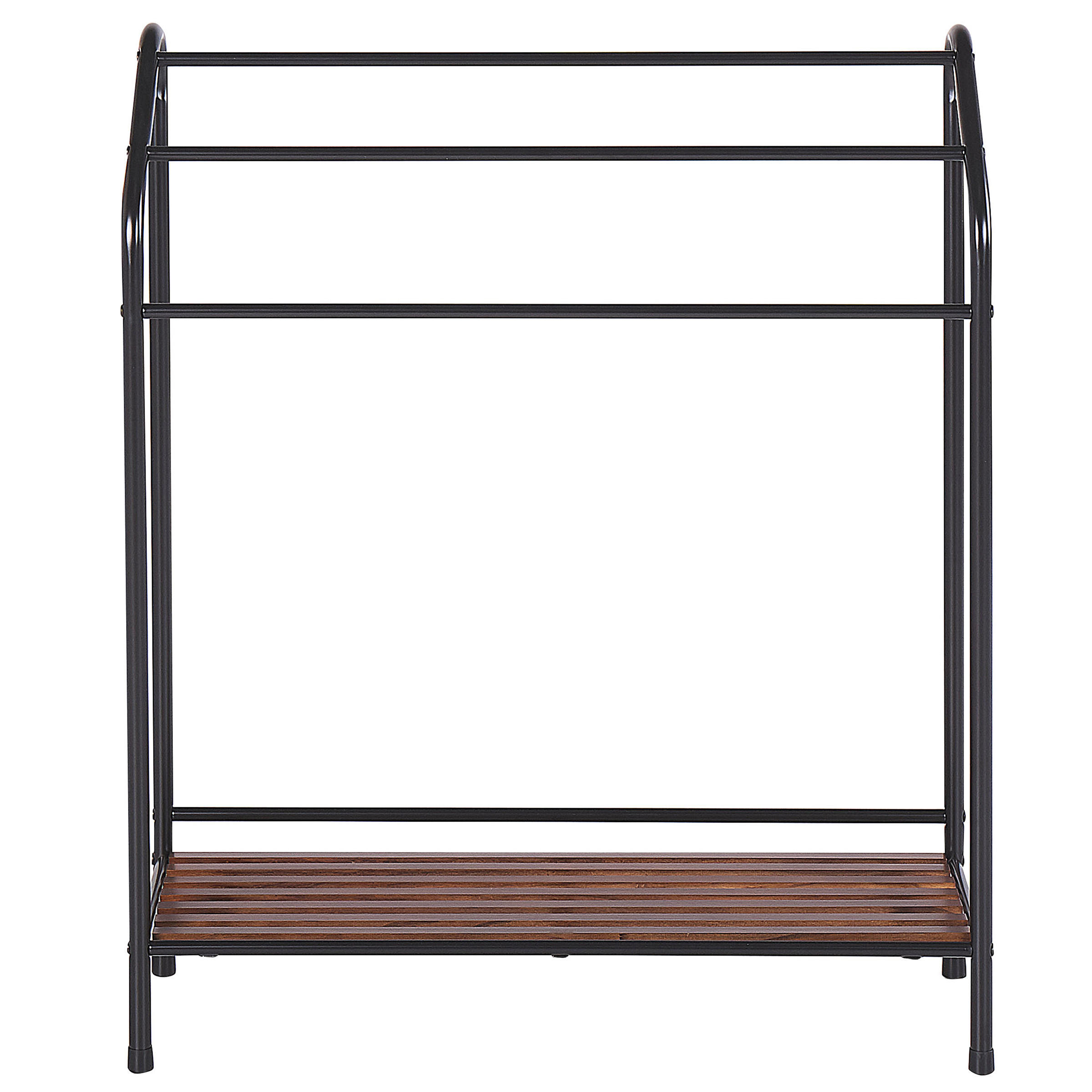 HANDTUCHSTÄNDER mit Ablage schwarz/dunkelbraun 72 x 85 cm Muriva - Dunkelbraun/Schwarz, Metall (72/85/27cm) - Beliani