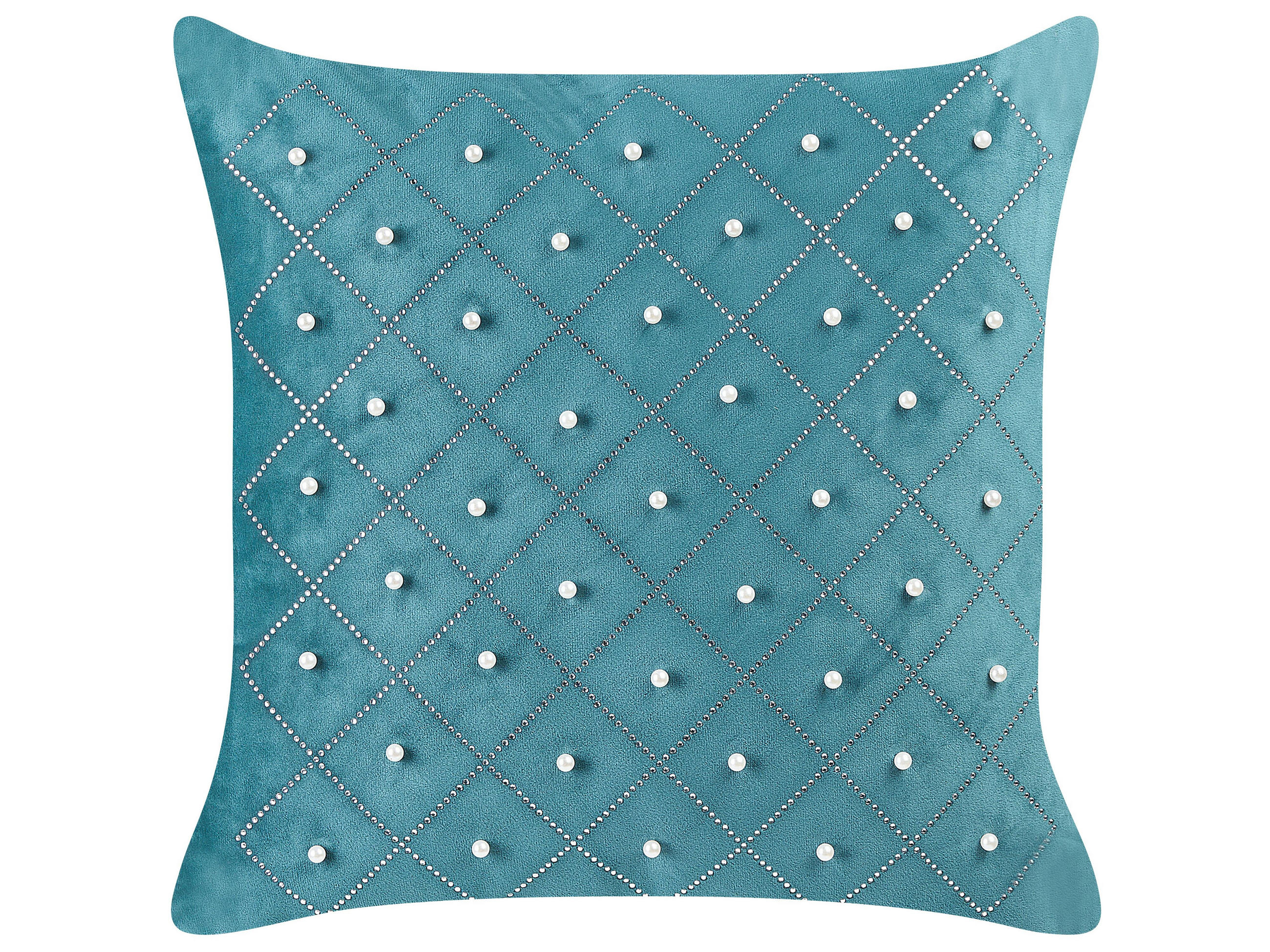 DEKOKISSEN 2er-Set Blaugrün 45/45 cm Yarrow - Türkis, Textil (45/45cm) - Beliani