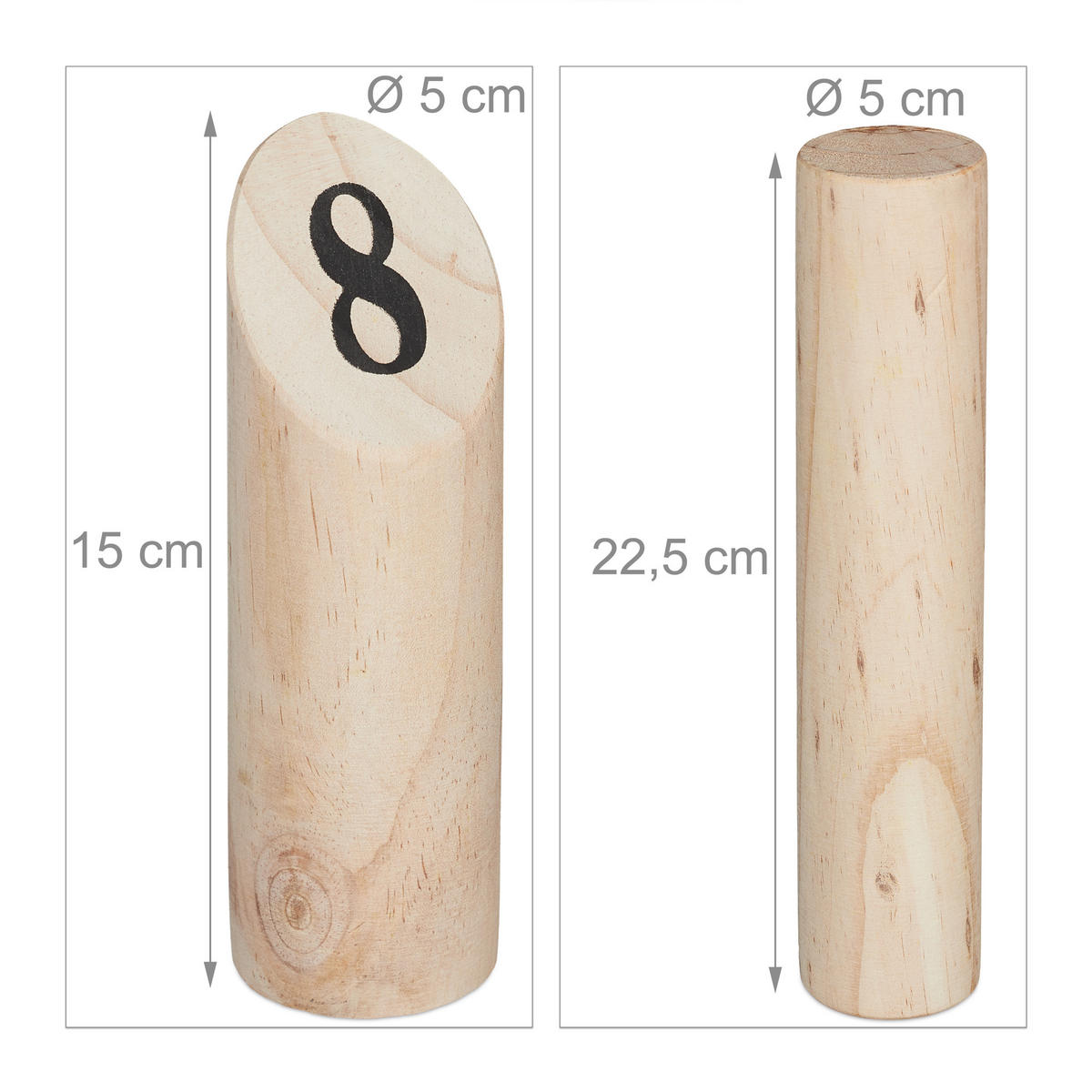 KUBB hra - svetlohnedá, drevo (28/18.5cm) - Relaxdays