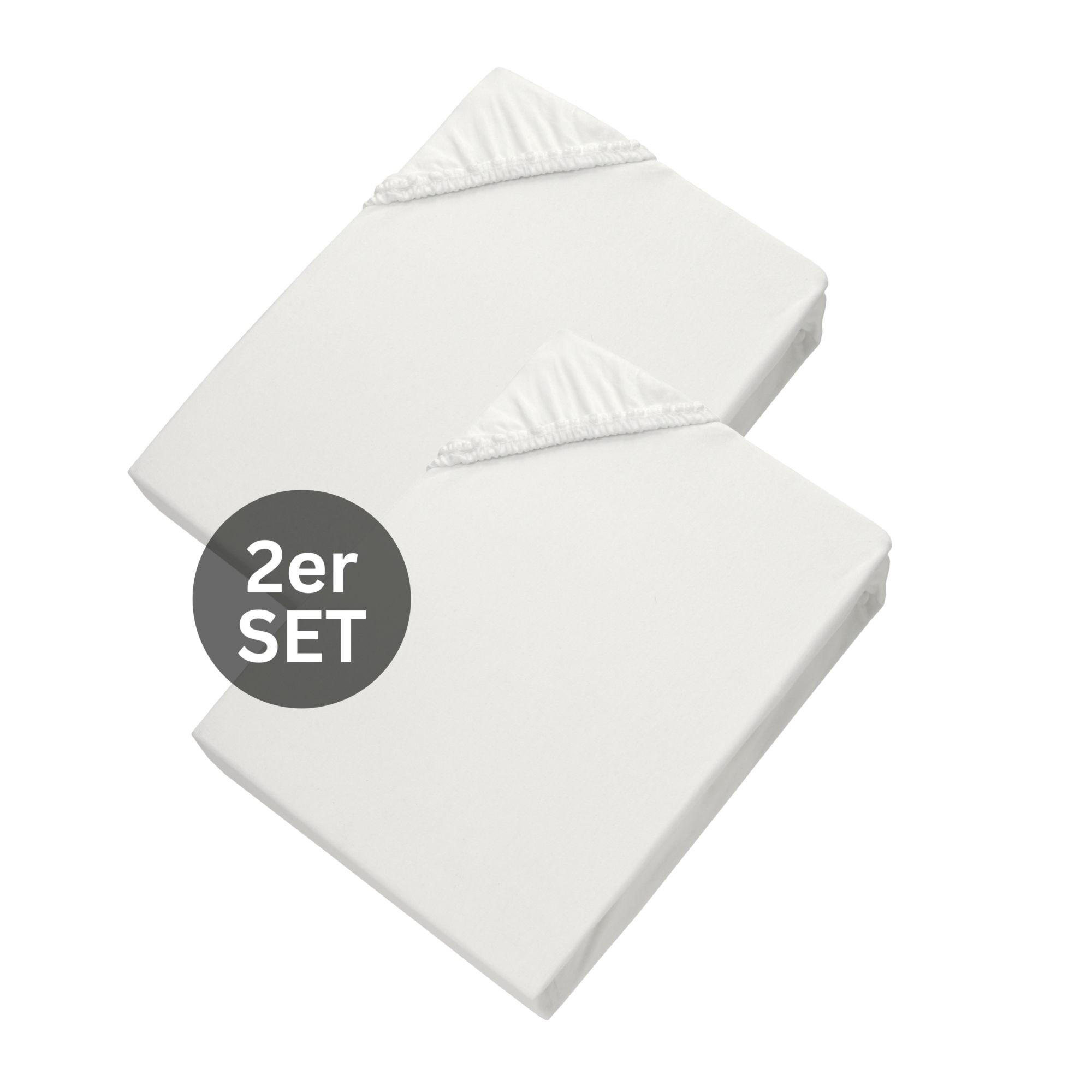 SPANNBETTLAKEN BASIC 2er Set - Weiß, Textil (100/200cm) - Schöner Wohnen
