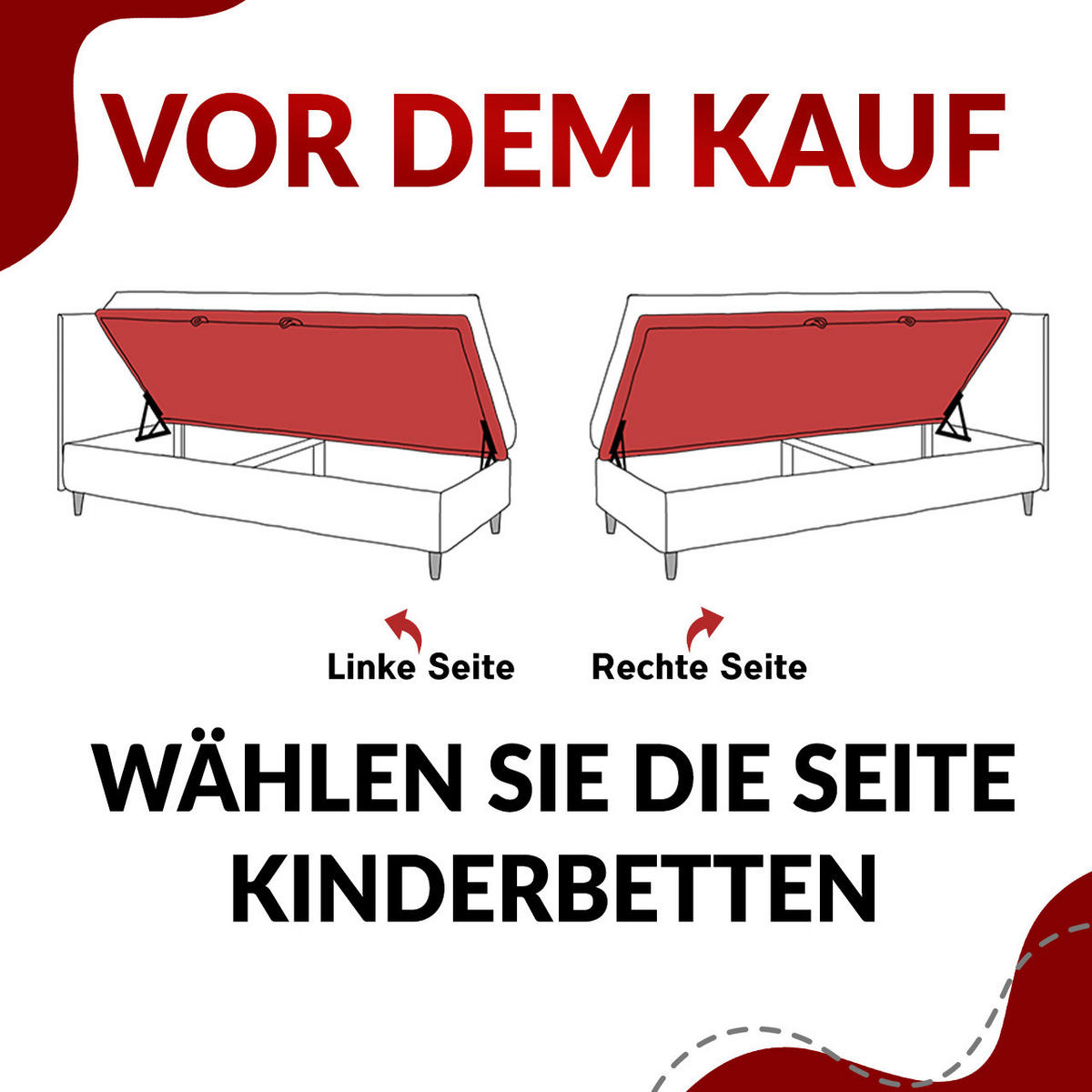 BOXSPRINGBETT JUNIOR GOLD 3 90/200 Grau/Weiß - linke Seite - Weiß/Grau, Holz/Textil (90/200cm) - MKS
