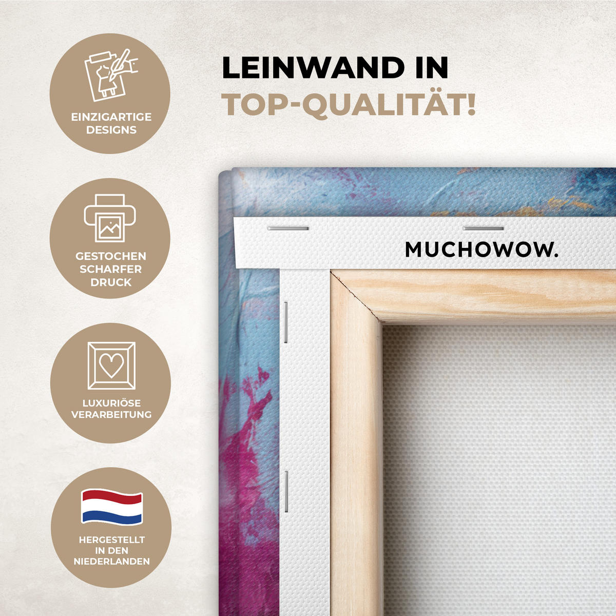 LEINWANDBILD Kreise - Gold - Abstrakt Wandbild Wohnzimmer 50x50 cm - Blau, Textil (50/50cm) - MuchoWow