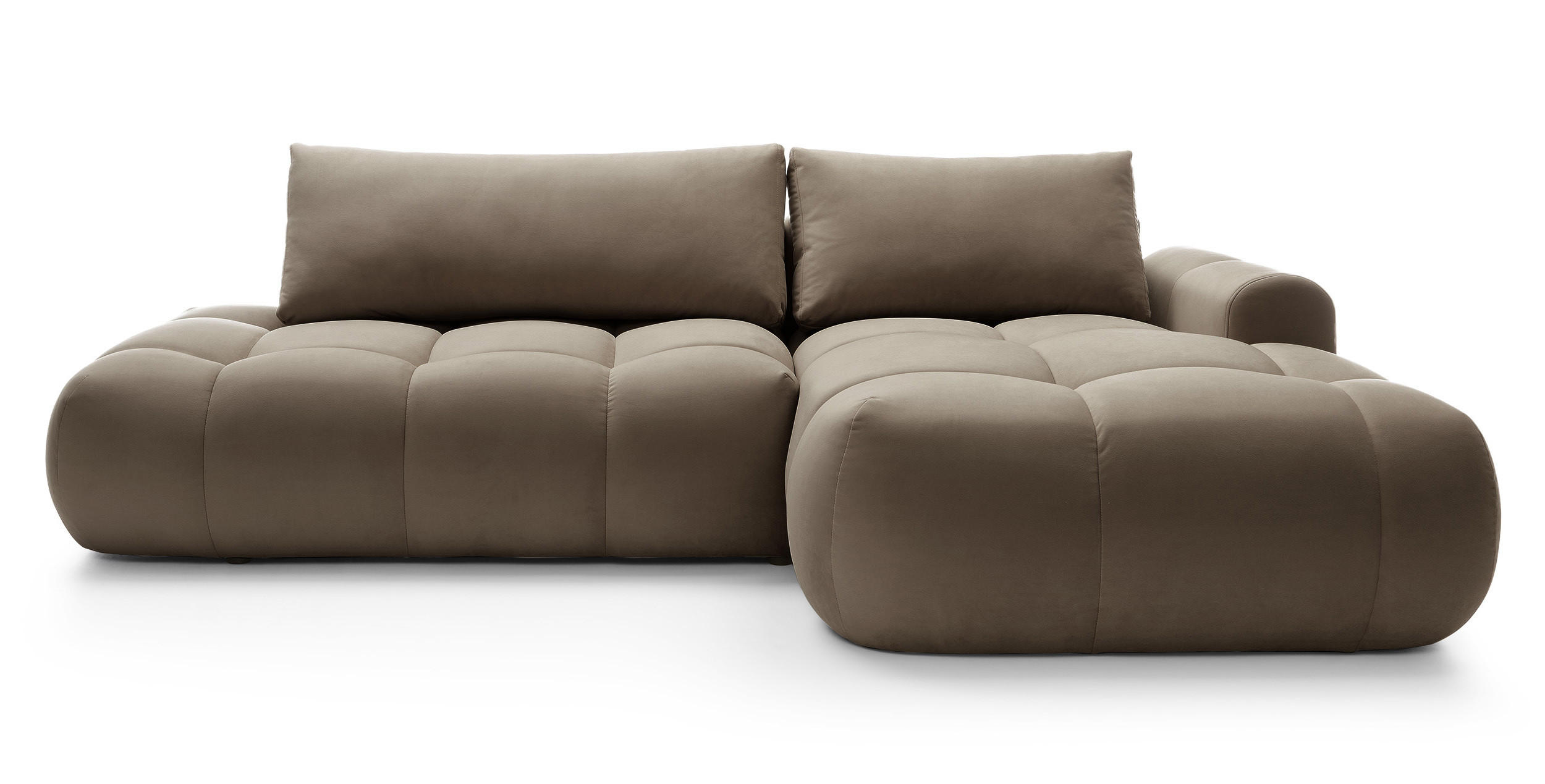 ECKSOFA Ombo Graubraun Velours 280 cm - Hellbraun/Schwarz, Kunststoff/Textil (284/167cm) - Selsey