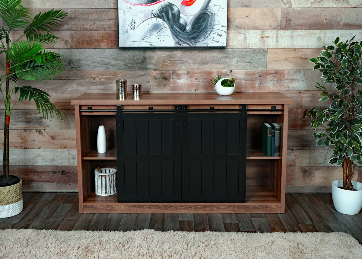 SIDEBOARD Braun, Schwarz - Schwarz/Braun, Holz (150/84/40cm) - MCW