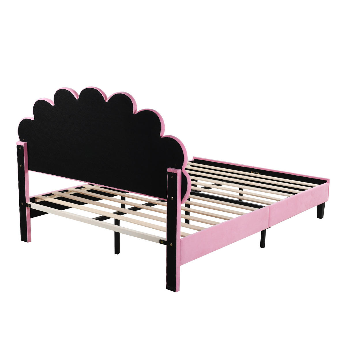 KINDERBETT 140/200 cm DE-01682, in Rosa, mit blumenförmigem Kopfteil - Pink, Metall (140/200cm) - ComfortXL