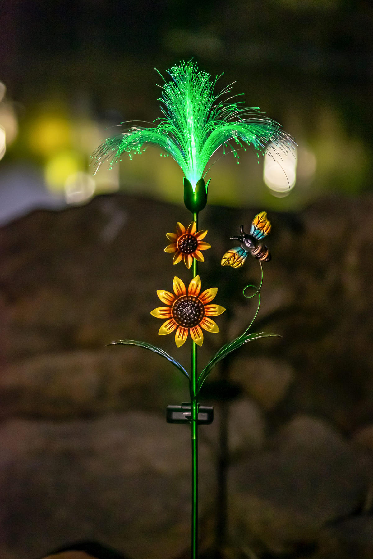LED-SOLAR-GARTENSTECKER - mit Fiber-Beleuchtung und Dämmerungssensor für stilvolle Garten-Dekoration, RGB, 1er-Set - Weiß, Kunststoff (5/28/93cm) - Northpoint