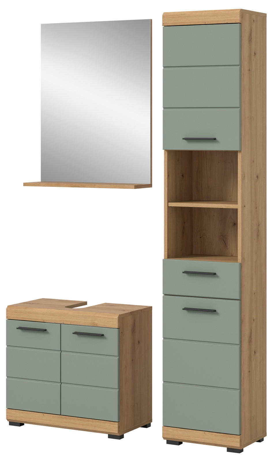 Inn.Furn Badmöbel-Set Salbeigrün, Eiche Artisan 112x191x34 cm