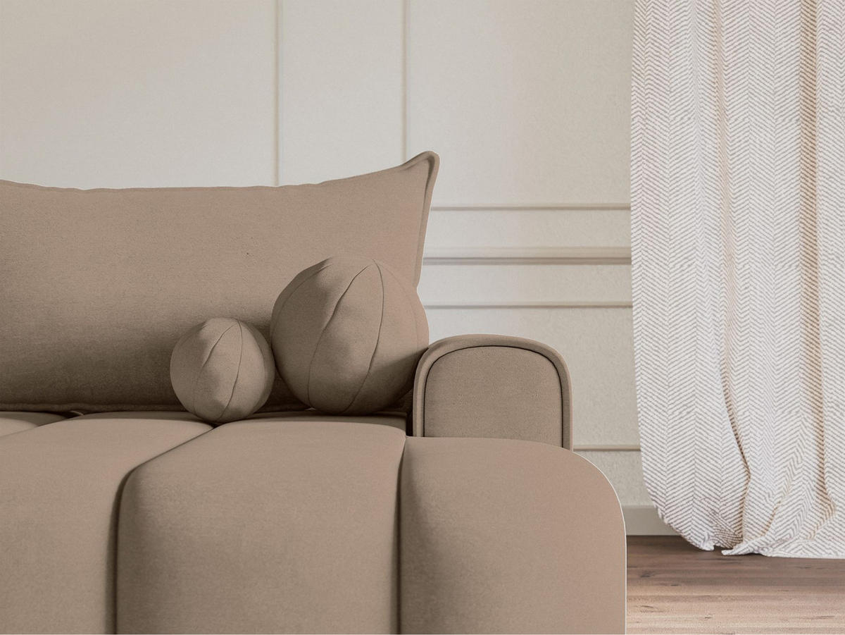 ECKSOFA Dandelino Dunkelbeige mit Samtbezug, rechts - Beige/Schwarz, Kunststoff/Textil (275/168cm) - Selsey