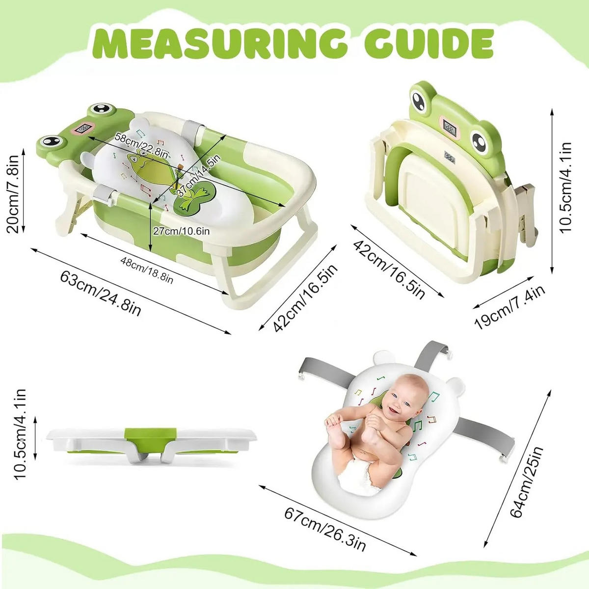 BABYBADEWANNE faltbare mit Badekissen, Thermometer, Typ 3 Grau - Grau, Kunststoff (63/42cm) - Kaket