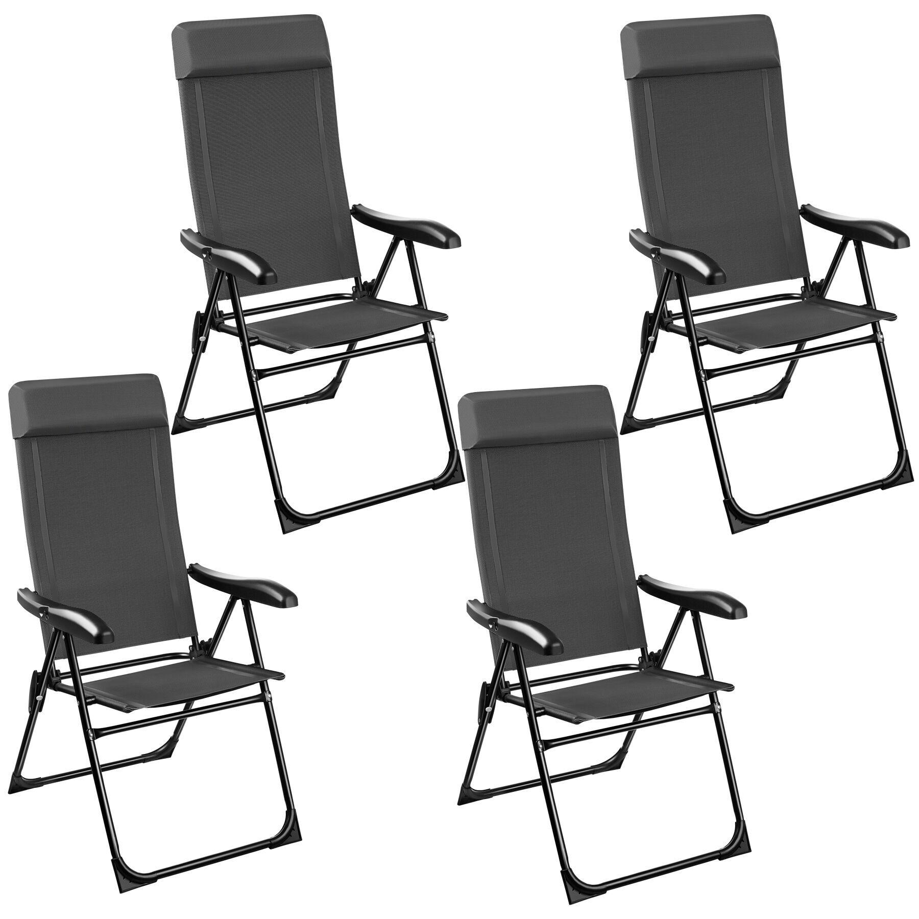 CAMPINGSTUHL Müritz,Belastbarkeit 120 kg, 57 x 65 x 112 cm,anthrazit - Anthrazit, Kunststoff (57/112/65cm) - tectake