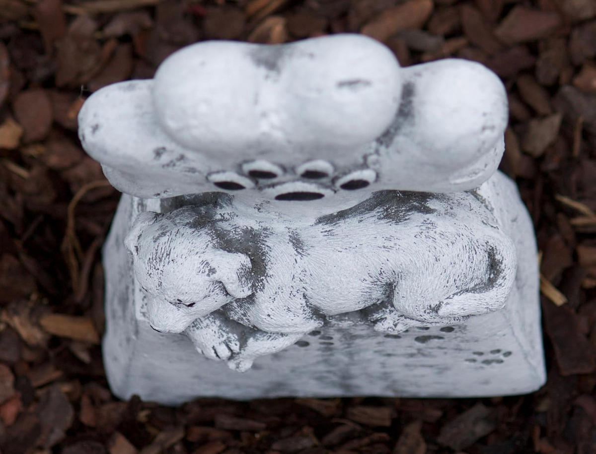 STEINFIGUR Hund Gedenkstein Tatze frostfest Steinguss - Grau, Stein (10/15/5cm) - stoneandstyle