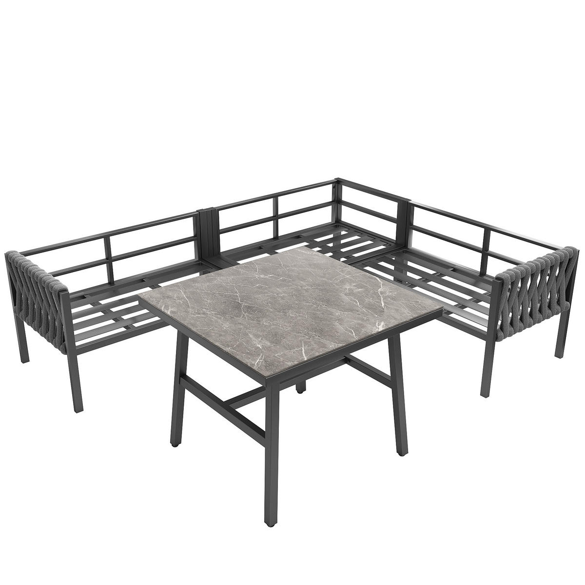 OUTDOOR-SOFASET 238x61x78cm grau aus Metall und mit Kissen - Grau, Metall - Modfu