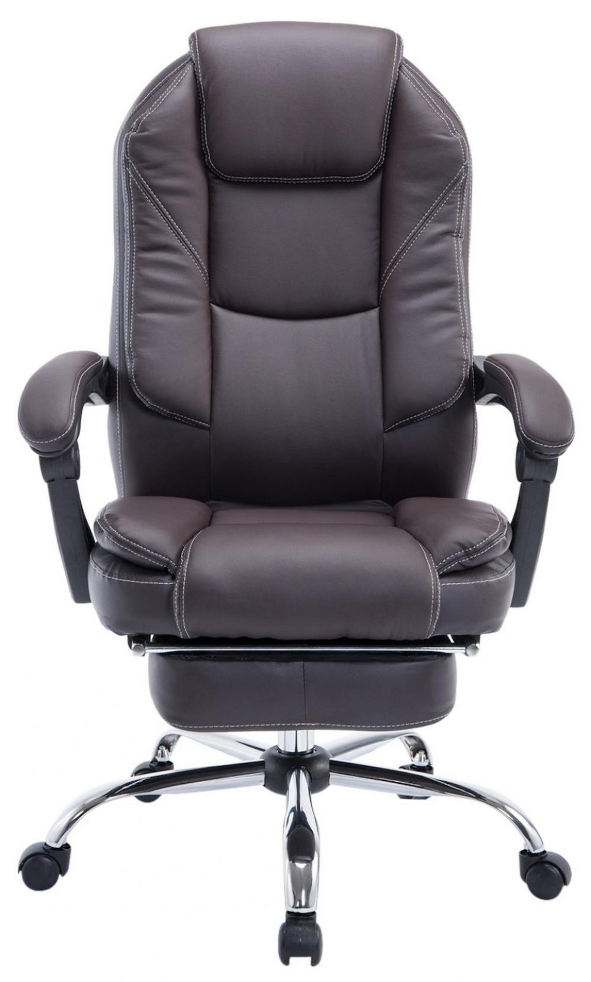 CHEFSESSEL Lederlook Braun - Chromfarben/Braun, Textil/Metall (67/114/64cm) - CLP
