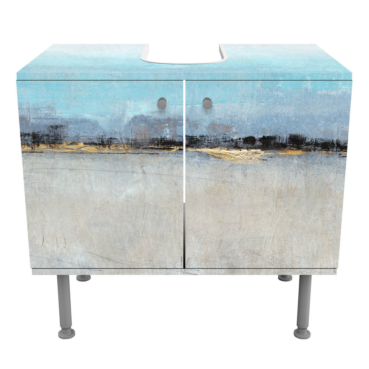 WASCHBECKENUNTERSCHRANK Grenzenlose Weite I 60/55/35 cm - Grau, Holzwerkstoff (60/55/35cm) - Bilderwelten