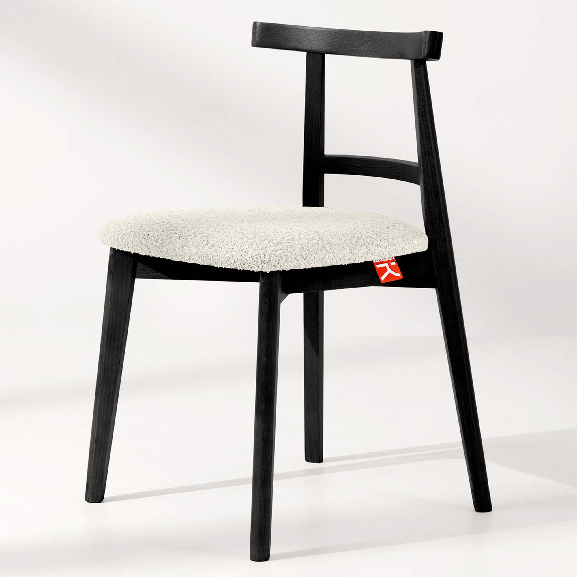 HOLZSTUHL LILIO Esstischstühle, 2-er Set, Bouclé - Schwarz/Weiß, Holz/Textil (47/76.5/45cm) - KONSIMO®